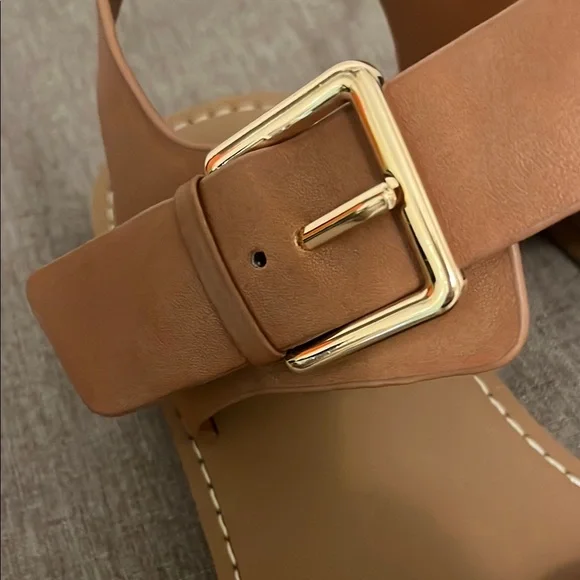 Steve Madden Brown Sandals with Gold Buckles - Picture 3 of 5